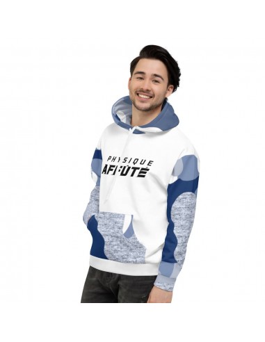 Sweat à Capuche homme blanc-bleu camo Les êtres humains sont 