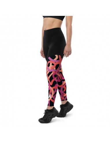 Legging compression femme bi-color noir-rose-violet les ligaments