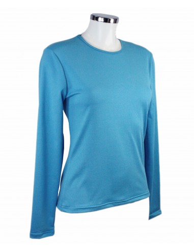 t-shirt femme manches longues col rond WAMI turquoise l'achat 