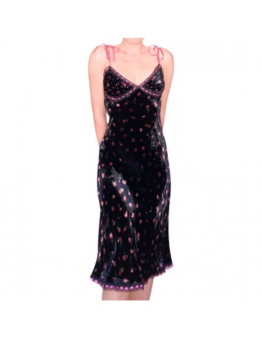 Betsey Johnson F/W 2000 velvet floral dress destockage