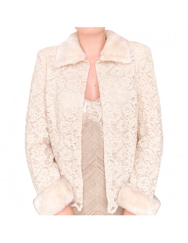 Blumarine F/W 1997 lace & faux fur cardigan destockage