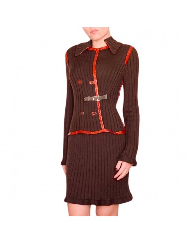 Fendi 90's  Wool & Leather knit dress français