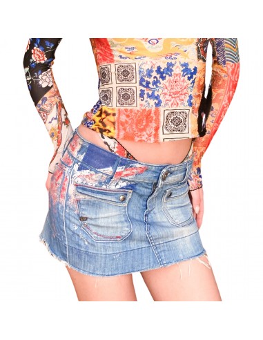 Miss Sixty 2004 painted denim mini skirt Les êtres humains sont 