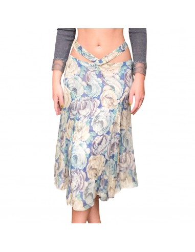 Blumarine F/W 2002 silk floral skirt de France