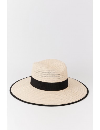 Natural Straw Hat with Black Band la livraison gratuite