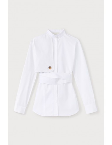 WHITE Shirt with Sleeve & Button detail brillant des détails fins