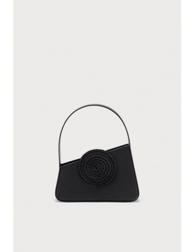 BLACK Asymmetric Leather Passementerie Mini Bag pas cher 