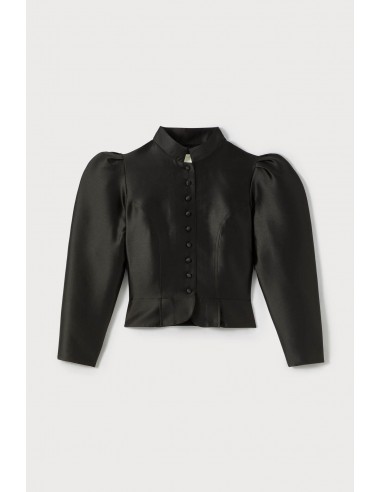 BLACK Satin Puff Sleeve Jacket en stock