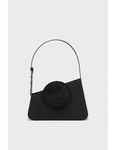 BLACK Asymmetric Leather Passementerie Bag pas chere