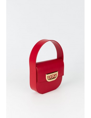 BRIGHT RED Geometric Leather Bag with Golden Latch S une grave pollution 