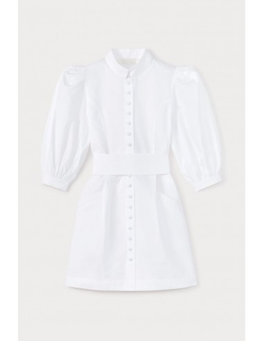 White Poplin Puff Sleeve Mini Dress le des métaux précieux