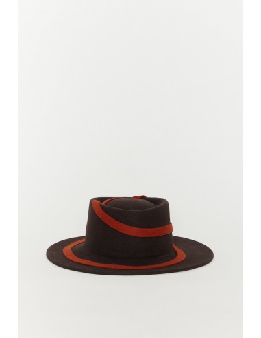 DARK BROWN & RED Wool Felt Hat chez Cornerstreet bien 