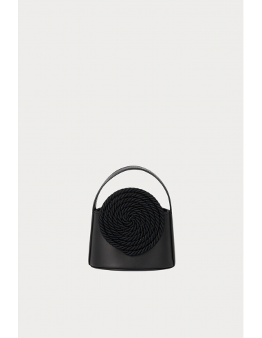 BLACK Mini Leather Handle Bag with Passementerie Details Amélioration de cerveau avec