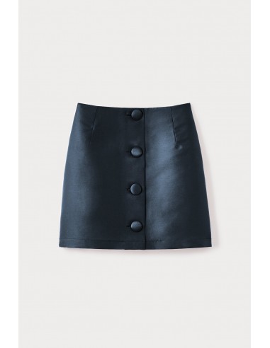 SLATE GREY Satin Mini Skirt with buttons Comment ça marche