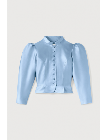 NIAGARA BLUE Satin Puff Sleeve Jacket livraison et retour toujours gratuits