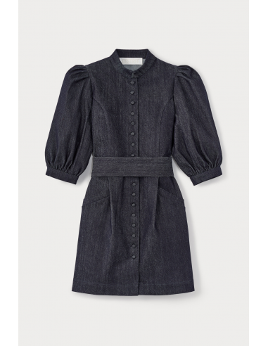 DARK DENIM Poplin Puff Sleeve Mini Dress ouvre sa boutique