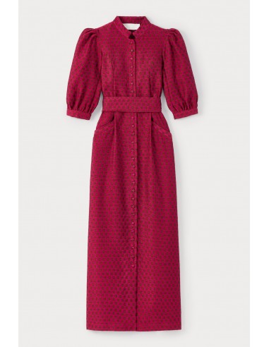 FUCHSIA & BROWN Check Puff Sleeve Maxi Dress pour bénéficier 