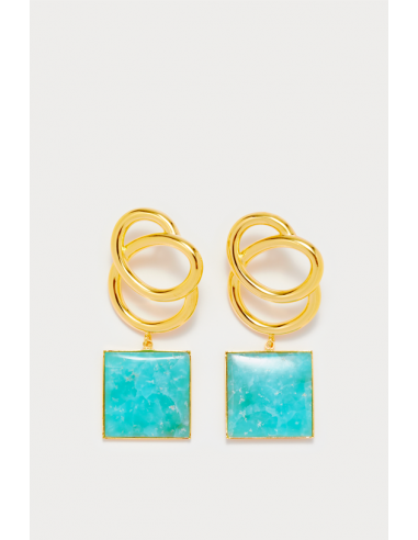 Cyan Square Drop Earrings vous aussi creer 