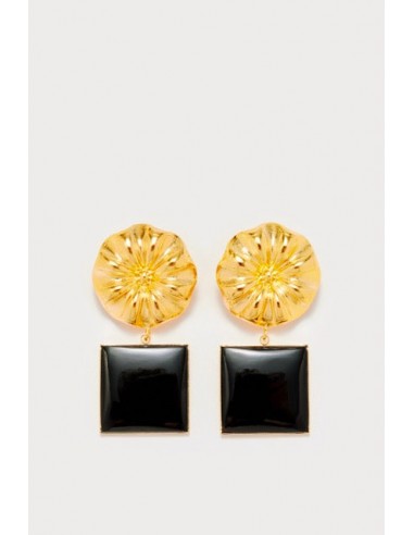 Black Daisy Square Earrings commande en ligne