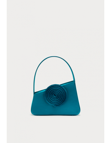 PETROLE Asymmetric Satin Passementerie Mini Bag brillant des détails fins