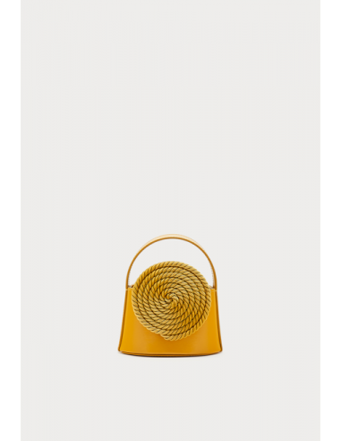 MUSTARD Mini Leather Handle Bag with Passementerie Details Amélioration de cerveau avec