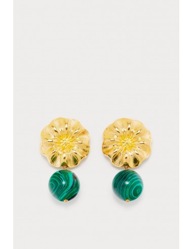 Dark Green Daisy Pearl Earrings le concept de la Pate a emporter 