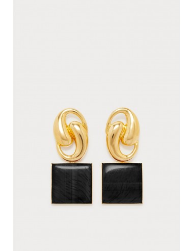 Black Knot Square Earrings soldes