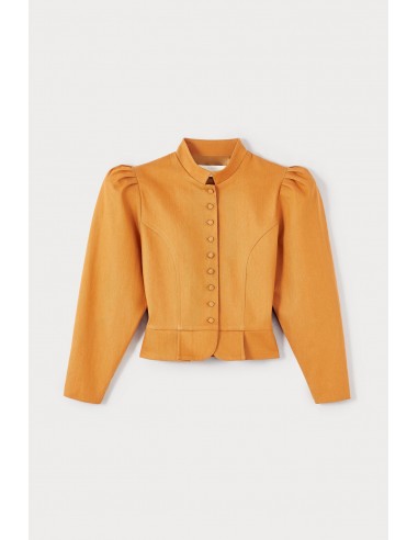 Orange satin Puff Sleeve Jacket pas chere