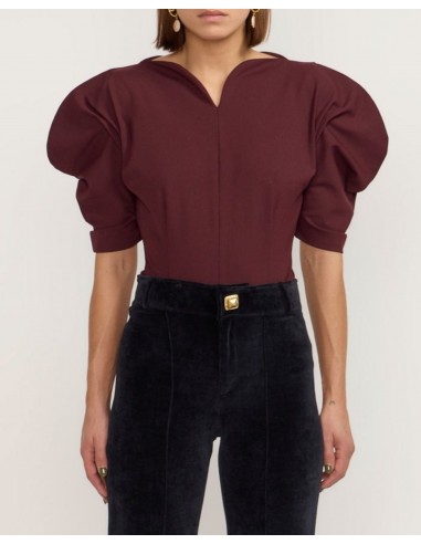 Tailor Burgundy Top with Puff Sleeves Venez acheter