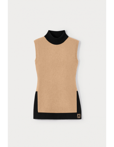 BICOLOR BEIGE & BLACK KNITWEAR TOP 2 - 3 jours ouvrés.