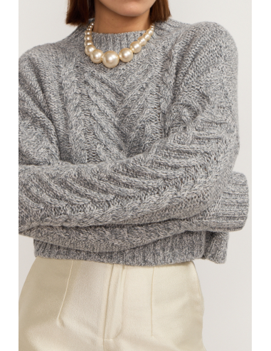 Wool Cable Grey Cropped Sweater Les êtres humains sont 