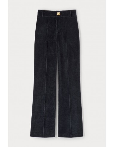 Black Velvet Flared Pants brillant des détails fins