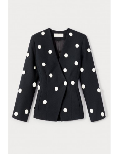 BLACK & WHITE CREPE BUTTONS BLAZER ou a consommer sur place