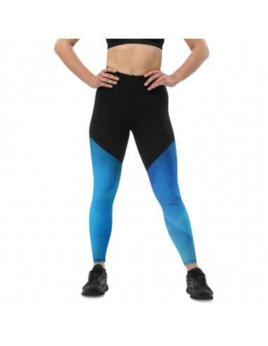 Legging sport femme bi-color noir-bleu design solde